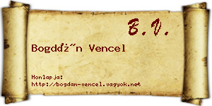 Bogdán Vencel névjegykártya